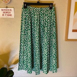 Vintage Floral Pleated Midi Skirt